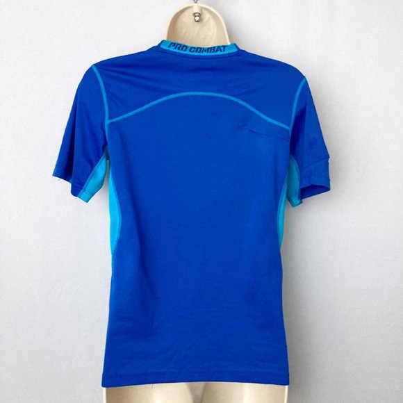 NIKE Combat Pro Dri Fit Turquoise Royal Blue Workout Exercise Top - Picture 5 of 6